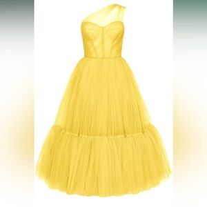 Women's One Shoulder Long Prom Dress Tulle Evening Party Dresses Bridesmaid 10